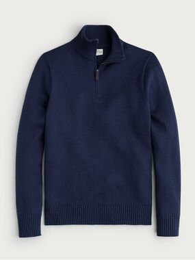 J. CREW Heritage cotton quarter-zip sweater in Navy Size L $118 BT793